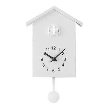 Relógio Cuco De Parede Relógio - Movimento Em Estilo De Chalé , Minimalista De Design Moderno, Branco