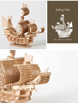 Corte a Laser DIY veleiro Brinquedos de Madeira Puzzle 3D Brinquedo de Montagem do Modelo de Embarcações de Madeira Kits de Decoração da Mesa para as Crianças Brinquedos