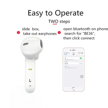 BE36 TWS WirelessEarphone Bluetooth 5.0 Fone de ouvido Controle do Toque Com Microfone Caixa de Carregamento Mini Fones de ouvido Para o iPhone Xiaomi Huawei