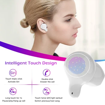 Cigfun TWS Bluetooth 5.0 Fones de ouvido sem Fio Mini Fones de Esportes Impermeável Fones de ouvido Estéreo com Microfone Para Telefone
