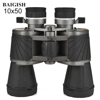 Baigish 10x50 Poderoso Binóculo Profissional HD Grande Ocular do Telescópio russo Militares de Visão Noturna Caça Exterior Óptica
