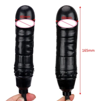 OLO Inflável Vibrador Preto Butt Plug Plug Anal Falso Pênis Vibrador Enorme com Bomba de Masturbação Feminina Brinquedos Sexuais para as Mulheres