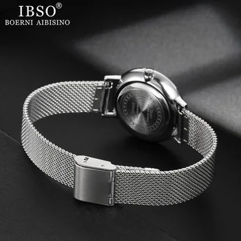 IBSO Dia dos Namorados Presente Mulher Relógio de Quartzo Conjunto Simples Cor de Prata, Pulseira de relógio de Pulso para Senhoras Relógio Masculino