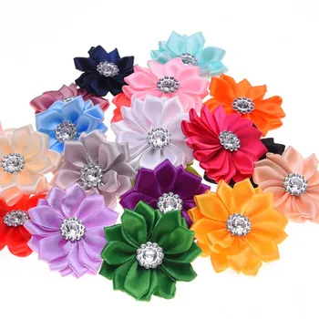 100pcs Mini Flores de Fita nítida de canto de Fita flor decoração do Casamento de Cabelo Pequeno Flores Não grampos de Cabelo
