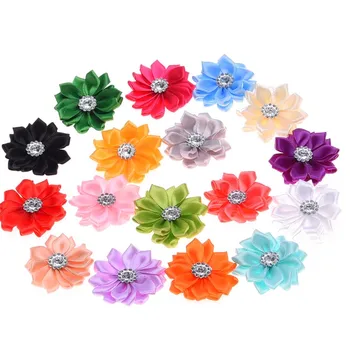 100pcs Mini Flores de Fita nítida de canto de Fita flor decoração do Casamento de Cabelo Pequeno Flores Não grampos de Cabelo