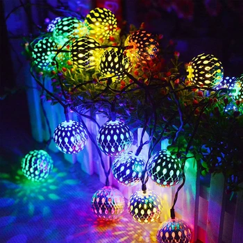 Luzes de fadas de Natal, Guirlanda de Luzes de LED Decoração Marroquina bola de Natal luz de seqüência de caracteres de luz da cor do ferro arte quarto romântico