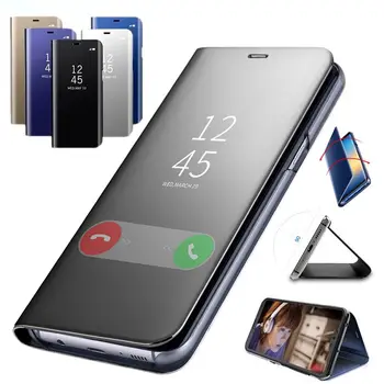 Smart Mirror Flip Case Para o Huawei Y9A 2020 Y7 Y9 Y6 2019 Caso, Capa de Couro PU Huawei Y8p Y7P Y5P P Smart Plus 2018 Z pára-choques