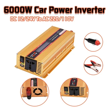 Carro Inversor 6000W Pico de Energia Solar Inversor Display LCD DC 12/ 24V AC 110/220V forma de Onda da tenso de Sobrecarga Proteger o Conversor de