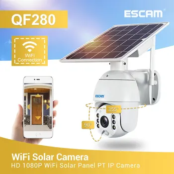ESCAM QF280 1080p Wifi Versão Shell Solar de Segurança IP Exterior da Câmera de Vigilância CCTV wi-FI Câmera IP66 WaterproofNight Visão