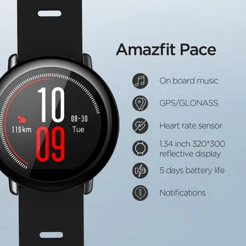 NOVO Amazfit Ritmo Smartwatch Amazfit Smart Watch Música de Bluetooth GPS Informações de Empurrar a freqüência Cardíaca Para telefone Android redmi 7 IOS