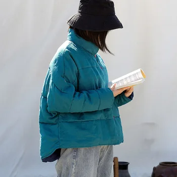 SCUWLINEN 2020 Inverno das Mulheres Casacos Quentes Sólido Stand-gola Engrossar manga comprida de Algodão acolchoado Coats S1012