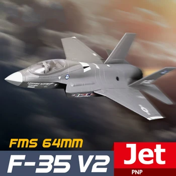 FMS Avião de RC 64mm F35 F-35 V2 Relâmpago Ventilador Ducted FED Jet Escala de Cinza Warbird Lutador Passatempo Modelo de Avião de Avião Avion PNP