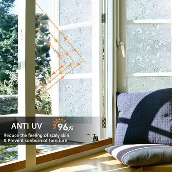Largura 45/60/90 cm Janela de Privacidade Filme 3D Estático Decorativas Auto-Adesivas Filme UV para Bloquear o Calor de Controle de Janela de Vidro com Adesivos