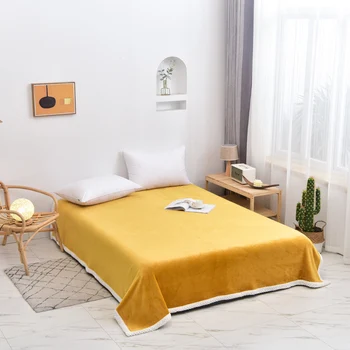 NOVO Super Macio Cobertor de Flanela Toalha de Viagem de Lã de Malha Portátil do Carro de Cobertura de Viagem pequeno Cobertor amarelo jogar sofá atacado