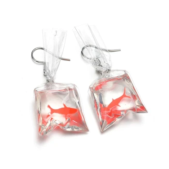 3UMeter Transparente de poisson rouge Oscila boucle d'oreille femmes modo Oscila boucles d'oreilles femme crochê boucle d'oreille