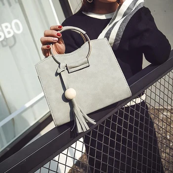 Nova Versão Coreana Do Comércio Exterior Do Sexo Feminino Bag Duplo Anel De Metal Mini Quadrado Pequeno Saco De Ombro Ombro Messenger Bag Maré