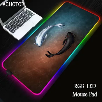A Arte abstrata RGB Teclado Secretária Tapete de LED Grande Gaming Mouse Pad de Bloqueio de Borda Mouses Pad de Borracha Luz de Retroiluminação do Computador de Tapetes