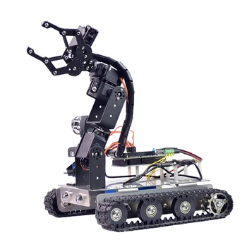 Robô programável DIY wi-Fi + Bluetooth Aço Inoxidável Chassi Faixa Tanque de Vapor de ensino Carro com o Braço para o Raspberry Pi 3B+