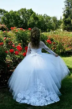 Bola Branca Do Vestido Da Menina De Flor De Vestidos De Festa De Casamento Menina Concurso Vestido De Primeira Comunhão
