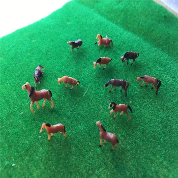 1:150 Modelo Em Escala Pintada De Marrom Cavalos Para Diorama Miniatura Modelo Prairie Animais Paisagem Layout