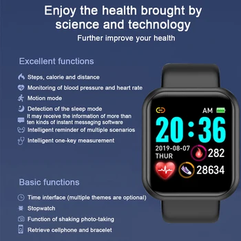 2020 Smart Watch Homens Mulheres Pressão Arterial de Fitness Tracker Esporte Impermeável D20 Pro Relógio Smartwatch para Android IOS Relógio Inteligente