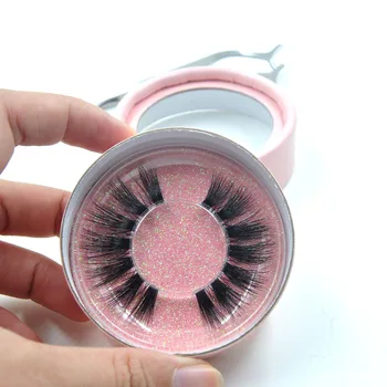 1 par individuais 3D vison cílios naturais, longos invisível fina banda falsos wending cílios curvatura suave extensão de rosa caixa Redonda de F41