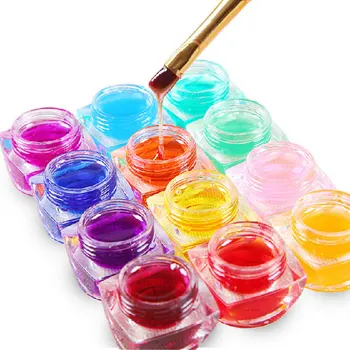 12 Cores de Esmalte de Gel UV de Vidro Gel de Unhas Nail Art Design DIY Manicure Lantejoulas de Unhas de Gel com Extensão de Ferramentas