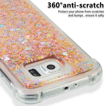 Para A Samsung, S6 Caso De Líquidos Glitter Areia Movediça Telefone De Tampa Traseira Para Samsung Galaxy S6 S6 Borda De Silicone À Prova De Choque Casos Da Proteção