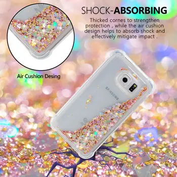 Para A Samsung, S6 Caso De Líquidos Glitter Areia Movediça Telefone De Tampa Traseira Para Samsung Galaxy S6 S6 Borda De Silicone À Prova De Choque Casos Da Proteção