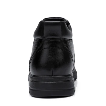 CAMELO Homens Sapatos com Pele de Novos Negócios Casual de Alta-top Botas Homem Genuíno Couro Preto Britânico Calçado Masculino Pai Flats