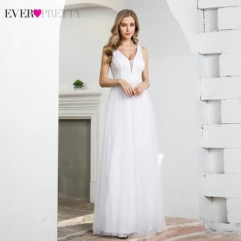 Elegante vestido de Noiva Branco Sempre Muito EP00604CR UMA Linha Dupla com Decote em V sem Mangas Vestido de Tule Ponto Formais Vestidos de Noiva 2020