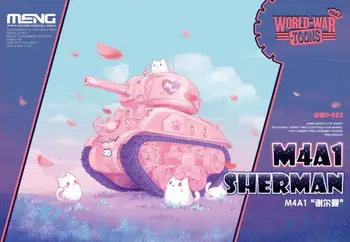 Meng Modelo WWP-002 Sherman M4A1 (Q Edition) Guerra Mundial Toons (desenhos animados, Modelo,cor-de-Rosa)