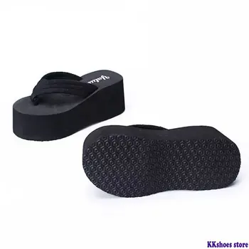 Flip-Flops Mulheres Sandálias Cunhas De Salto Alto Muffin Único Chinelos De Verão Slides Exterior Praia Casual Sapatos De Senhoras Zapatos De Mulher