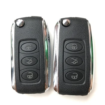 3 Botão Modificado Flip Dobrável Chave de Caso da habitação Para a Bentley Estilo Remoto Chave do Carro shell em Branco Fob Sem Bateria no Suporte da lâmina