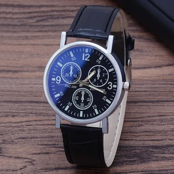 Moda Quartzo Ultra-fino Relógio de Aço Inoxidável Simples de Três olhos dos Homens Relógio de Pulseira de Couro de Presente para o Namorado