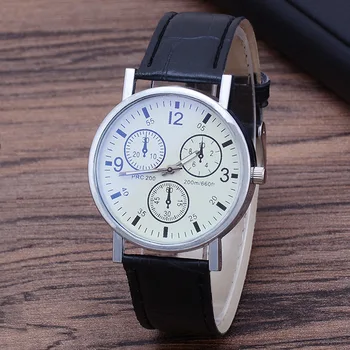 Moda Quartzo Ultra-fino Relógio de Aço Inoxidável Simples de Três olhos dos Homens Relógio de Pulseira de Couro de Presente para o Namorado