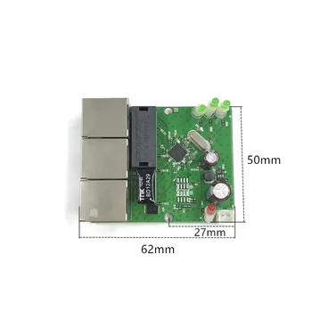 OEM direto da fábrica mini rápido de 10 / 100mbps 3-porta de rede Ethernet lan hub placa do interruptor de duas camadas do pwb 3 rj45 5V 12V cabeça de porta
