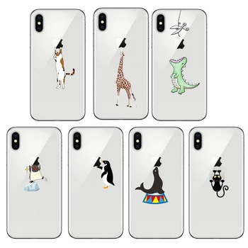 Animais fofos Gato Penguin Dragão Macio de Telefone de Silicone Case Capa para iPhone 12 11 Pro Max 7 8 6 6 plus X 5S XR XS 5 se 2020