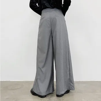 Macho Moda Retrô Japão Coréia Do Streetwear Solta Calças Compridas Homens De Cintura Alta Casual De Perna Larga Terno De Calça