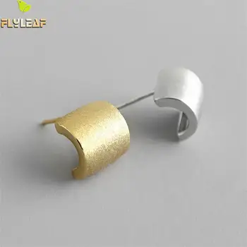 Flyleaf Ins Desenho Geométrico Semicírculo 925 Prata Esterlina Brincos Para Mulheres De Ouro Earings Moda Jóias Finas