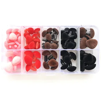 70pcs/caixa de cor-de-rosa/vermelho/preto/marrom Multicolor Reunindo Triangular de Segurança Brinquedo do Triângulo de Veludo Nariz Animal para o Urso de Fantoches Bonecos de Brinquedos