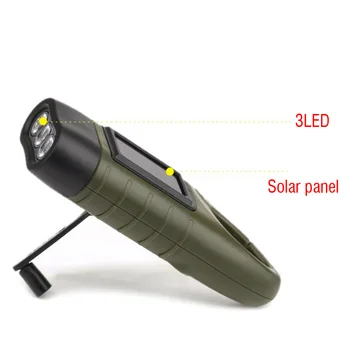 Manivela do Dínamo Solar Powered LED Recarregável o Acampamento de Emergência da Tocha da Lanterna elétrica de Acampamento, Montanhismo, Com Bateria de Ni-MH
