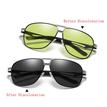 Homens Polarizada Fotossensíveis Óculos De Sol Camaleão Lente Quadrado De Óculos De Sol Da Noite Do Dia De Visão Alterar Preto Dirigindo O Carro Eyewears Novo