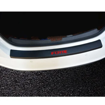 Carro-styling Para a Kia Forte PU de couro e fibra de Carbono Estilo Depois de protetor de pára-choque Traseiro do Tronco Placa de protecção de Acessórios para carros