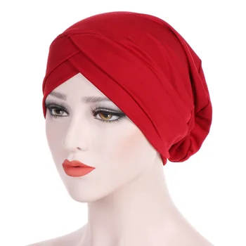 Nova Jersey Elástico Feminino Turbante Cap Mulheres Muçulmanas Hijab Bonnet Chapéus Modal Indiano cap Cruz Islâmica Lenço na cabeça Chapéu de turbante mujer