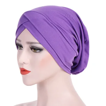 Nova Jersey Elástico Feminino Turbante Cap Mulheres Muçulmanas Hijab Bonnet Chapéus Modal Indiano cap Cruz Islâmica Lenço na cabeça Chapéu de turbante mujer