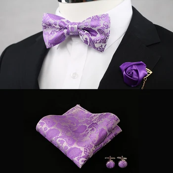 11 cores de Casamento Clássico Coral cor-de-Rosa de Seda Tecido Homens Borboleta Laço de Pêssego Vermelho Púrpura gravata borboleta Bolso Quadrado botão de Punho de fato