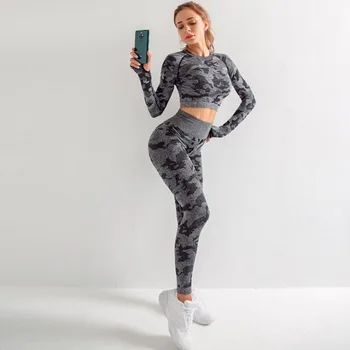 2pc Mulher Perfeita conjunto de yoga Fitness Esportes Ternos GINÁSIO Pano de Yoga Camisas Manga Longa de Cintura Alta Executando Calças Calças de Treino