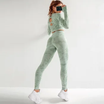 2pc Mulher Perfeita conjunto de yoga Fitness Esportes Ternos GINÁSIO Pano de Yoga Camisas Manga Longa de Cintura Alta Executando Calças Calças de Treino