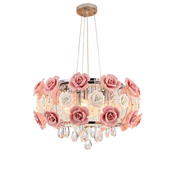 Flor rosa lustre da sala de Jantar sala de estar, quarto de Crianças, quarto de Menina princesa chandelier, lâmpada cor-de-Rosa Abajur lustre de casamento
